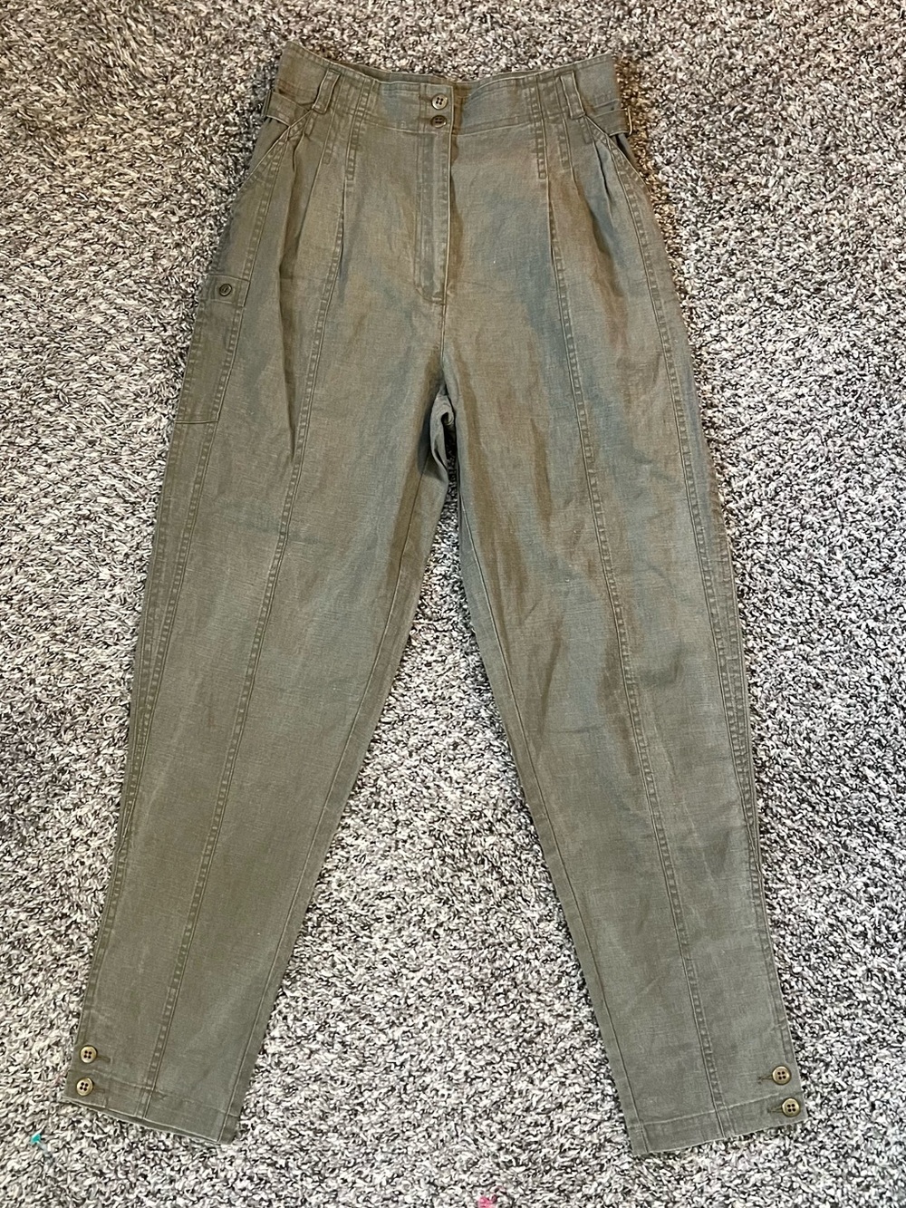 Vintage 1990’s Together green linen high waisted straight leg pants boho summer